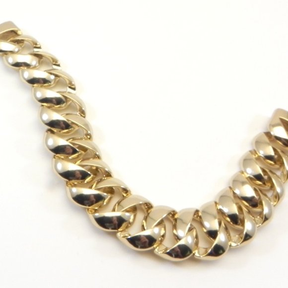 Gold Tone Cuban cast High Polished Link Bracelet - Picture 2 of 4